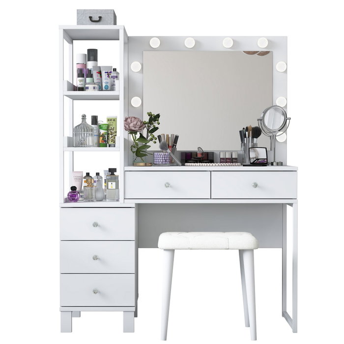 Hanah Home Mesa de Maquillaje BJ155 - 3852 con Iluminación y Puff